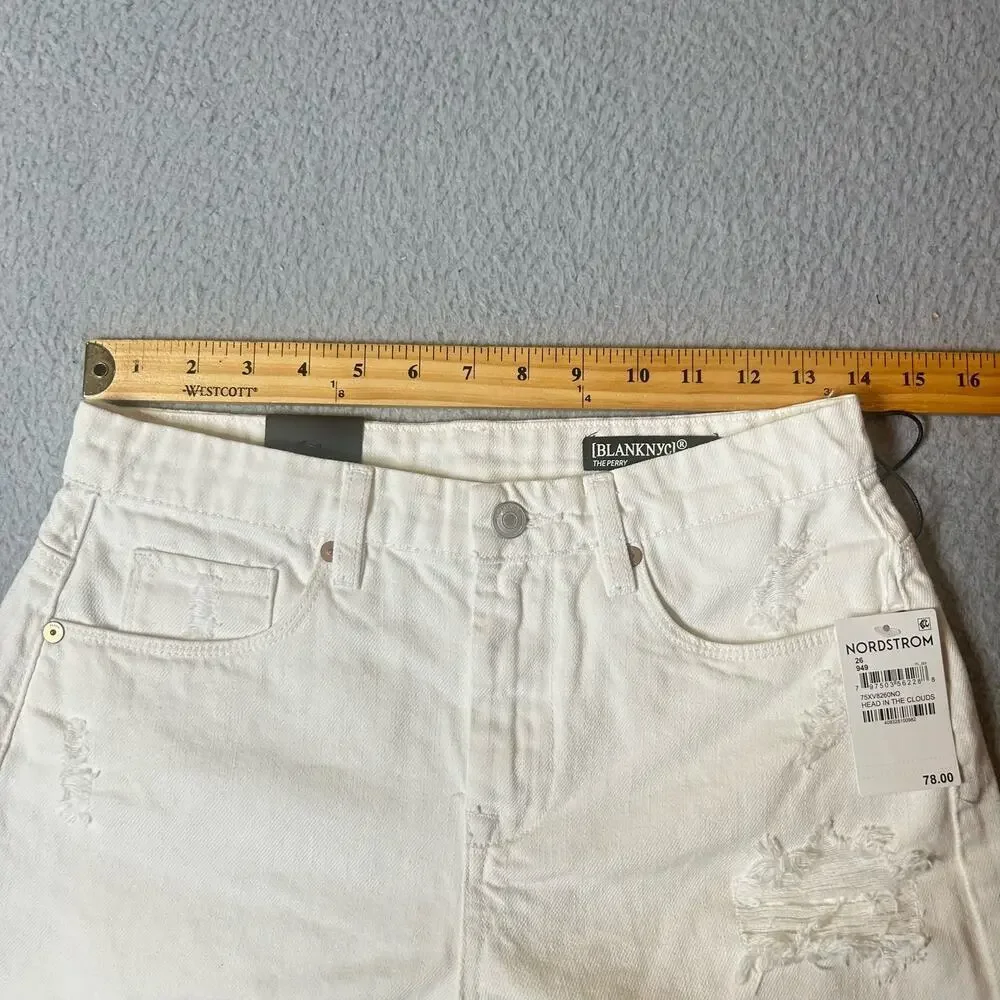 BLANKNYC Short Womens 26‎ Cream Denim The Perry In See You Again Distressed NEW